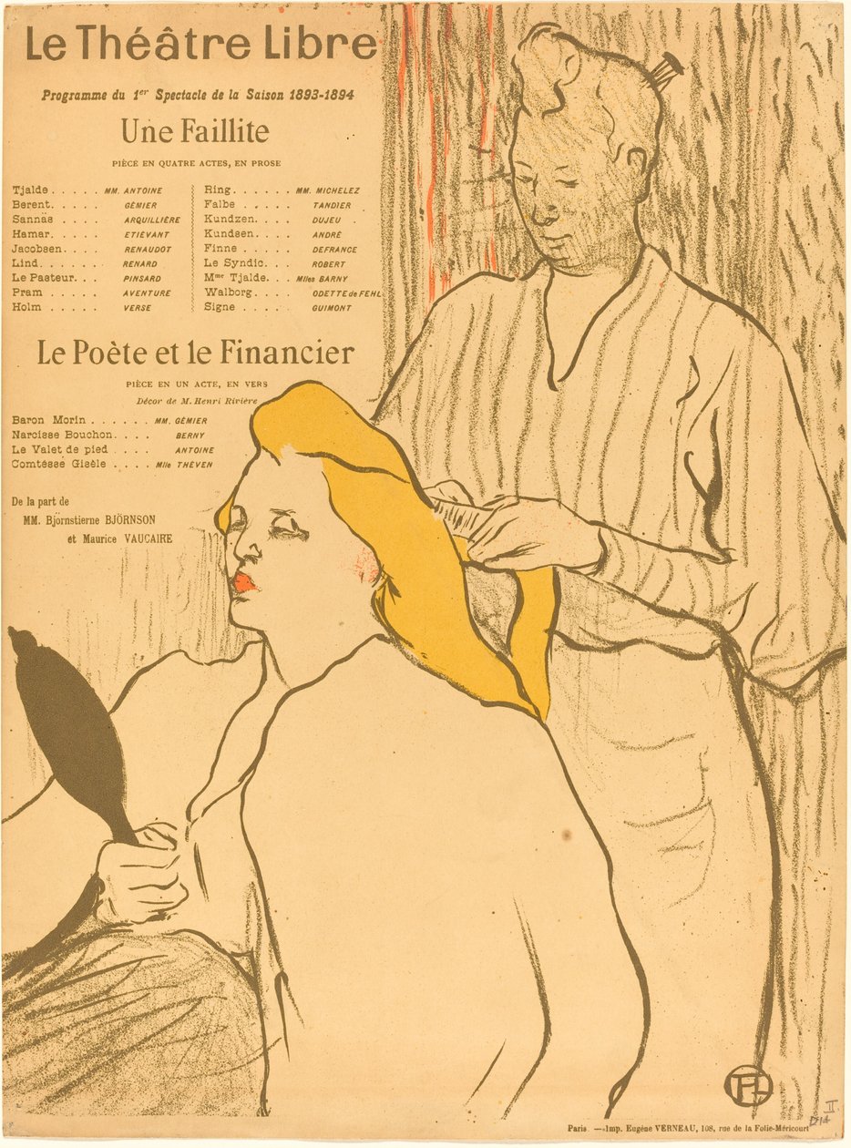 Frisøren - Program for Teater-Libre Frisøren - Program for Teater-Libre, 1893. af Henri de Toulouse Lautrec