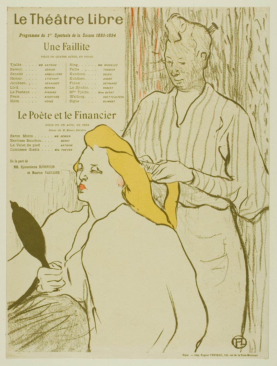 Frisøren, Program for Théâtre Libre af Henri de Toulouse Lautrec