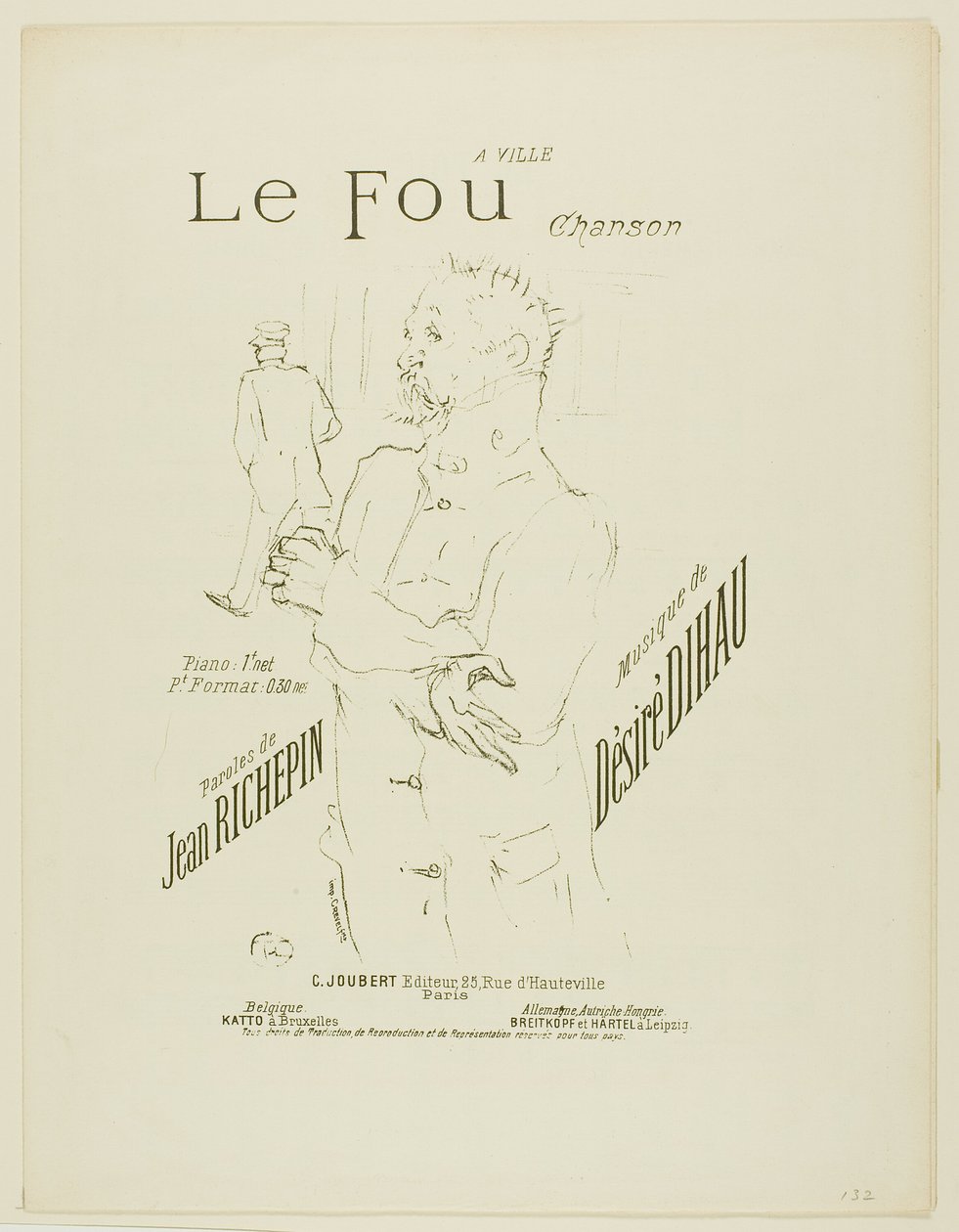 The Madman, fra Melodier af Désiré Dihau af Henri de Toulouse Lautrec