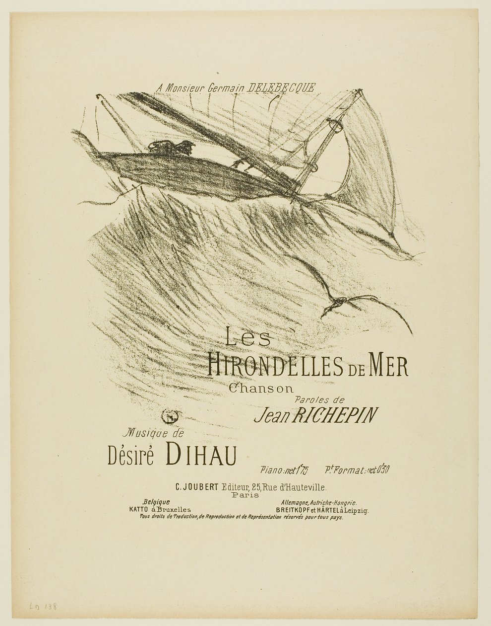 Havsvalerne, fra Melodier af Désiré Dihau af Henri de Toulouse Lautrec