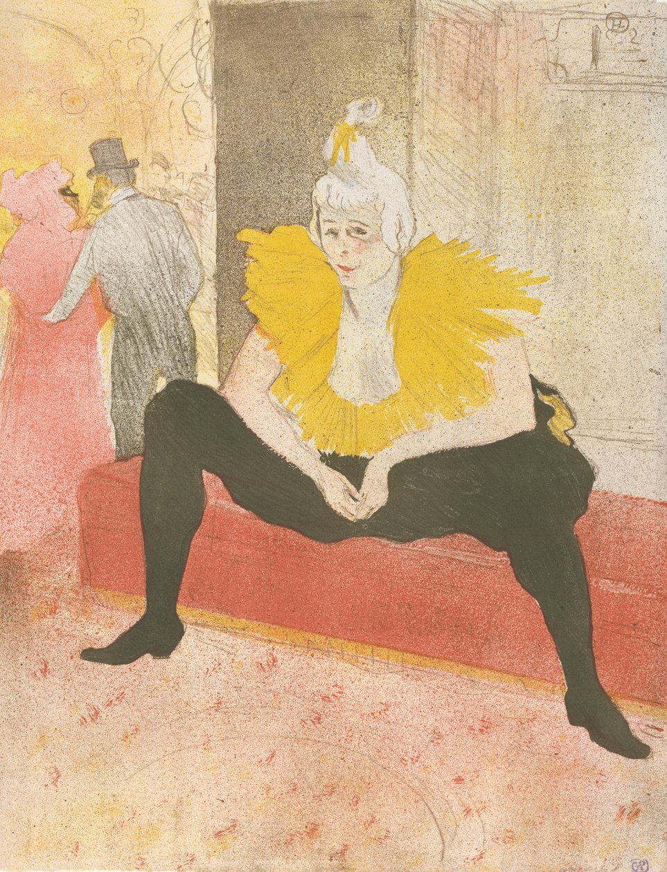Den siddende klovne Mademoiselle Cha-u-ka-o fra serien Elles, 1896., 1896. af Henri de Toulouse Lautrec