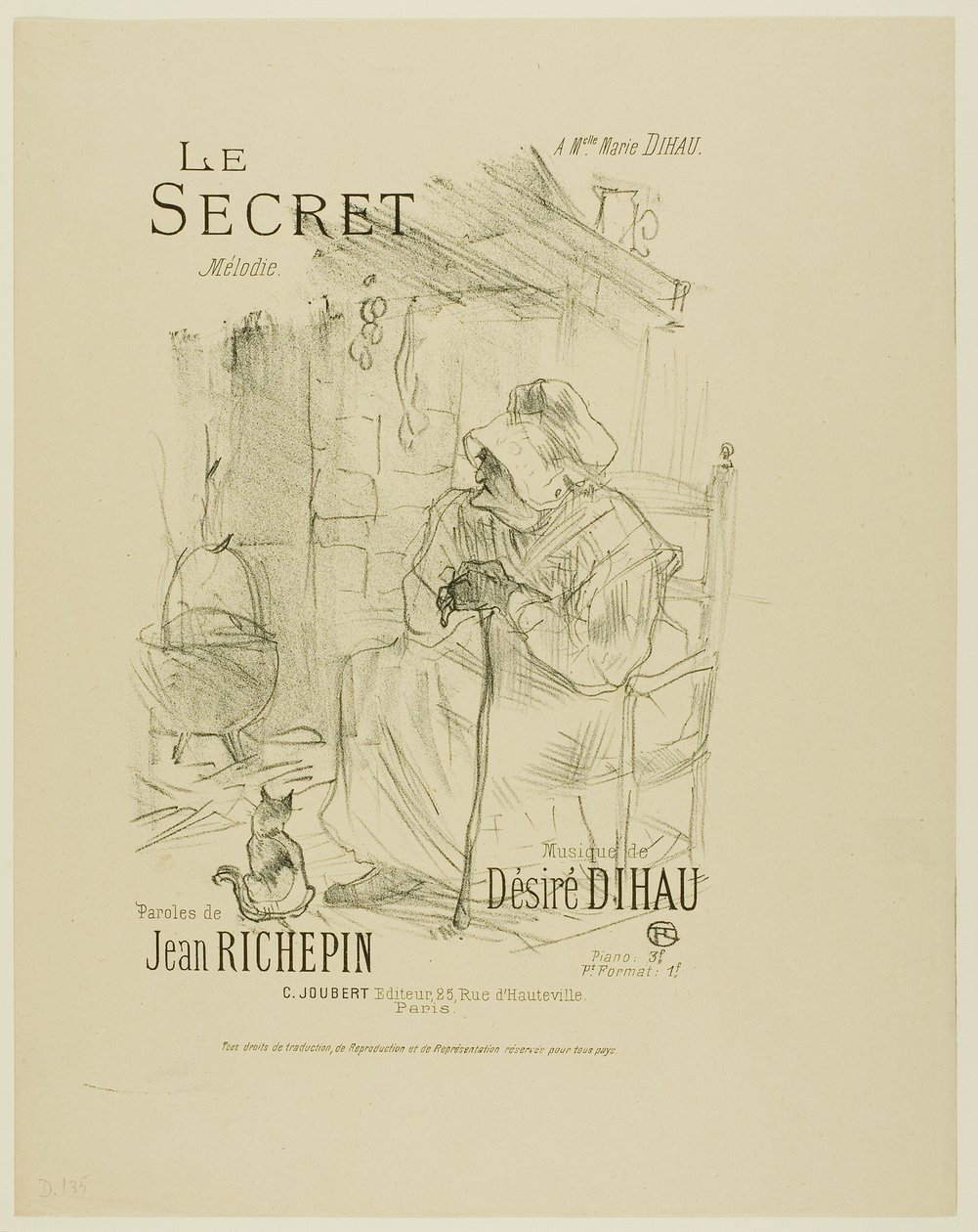 Hemmeligheden, fra Melodier af Désiré Dihau af Henri de Toulouse Lautrec