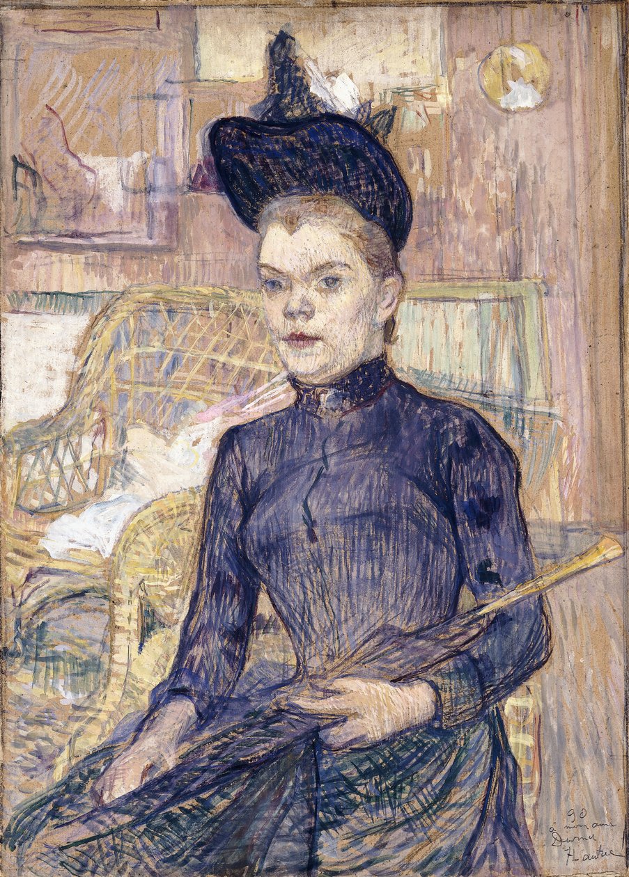 Kvinden i den sorte hat, døve Berthe, 1890 af Henri de Toulouse Lautrec