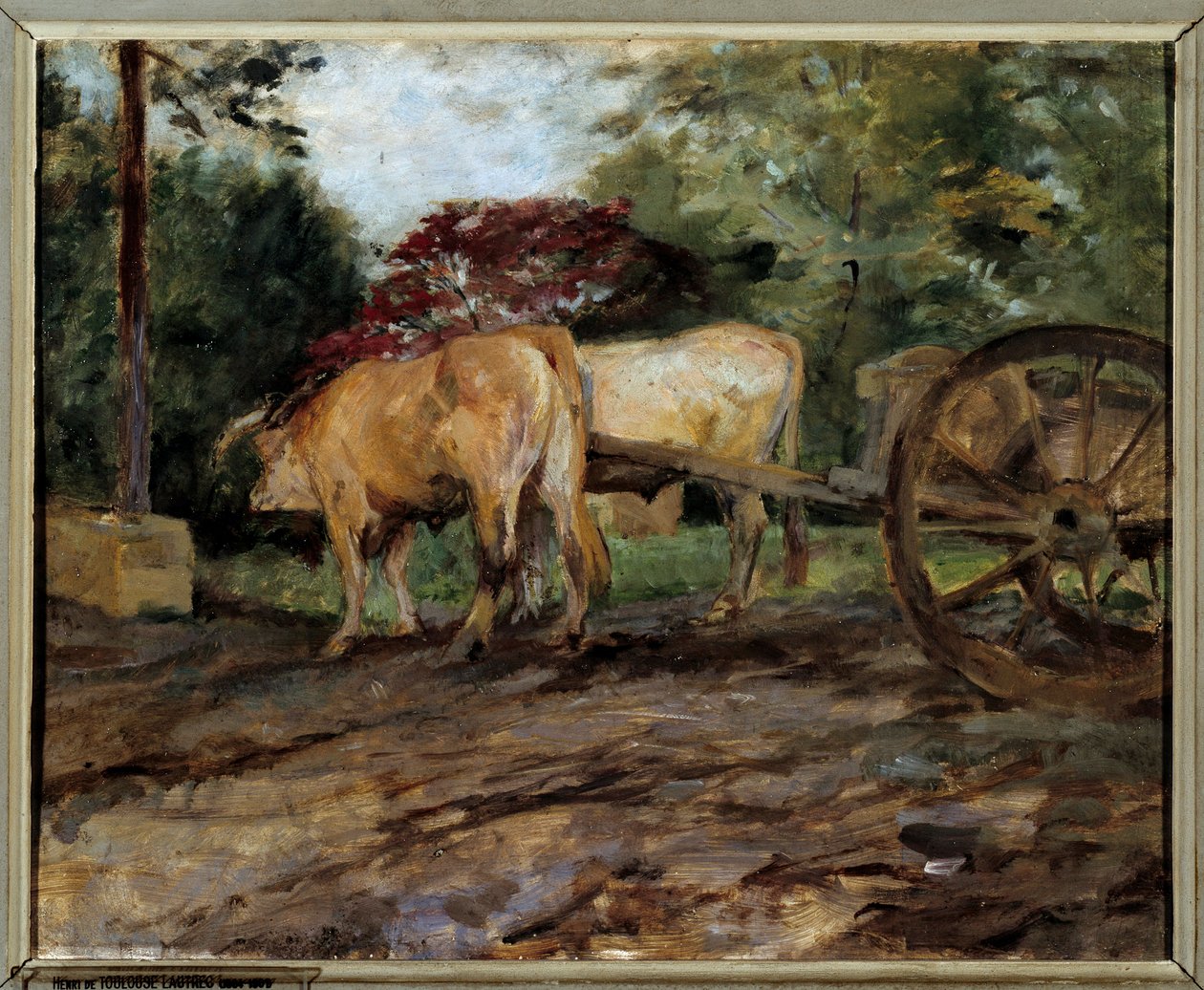 Okserne under åget Maleri af Henri de Toulouse Lautrec (1864-1901) Bordeaux fra det 19. århundrede, Musee des Beaux Arts af Henri de Toulouse Lautrec