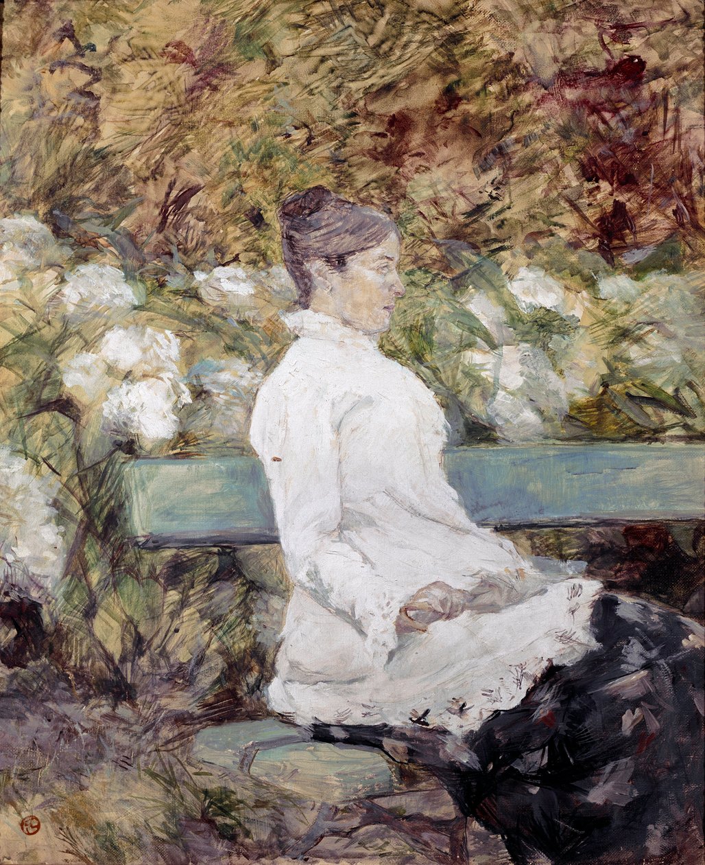 Malerens mor i en have. Maleri af Henri de Toulouse-Lautrec (Toulouse Lautrec af Henri de Toulouse Lautrec