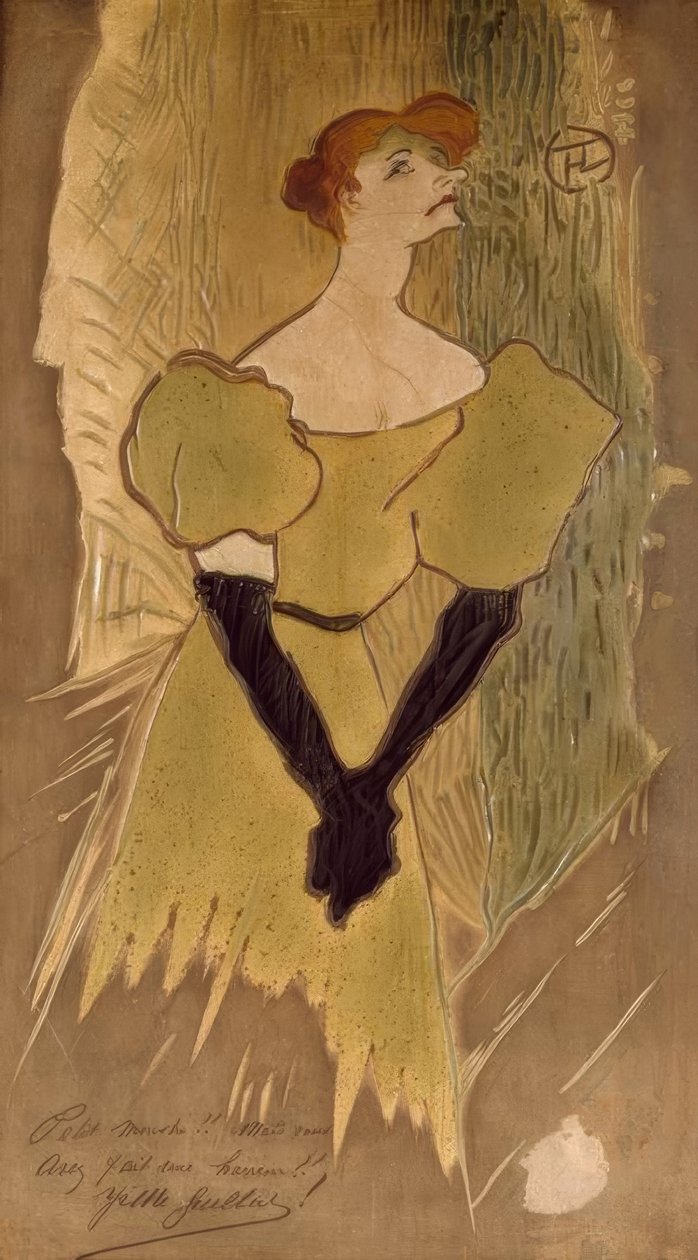 Toulouse-Lautrec, Yvette Guilbert / Terrakottaplatte, 1895 af Henri de Toulouse Lautrec
