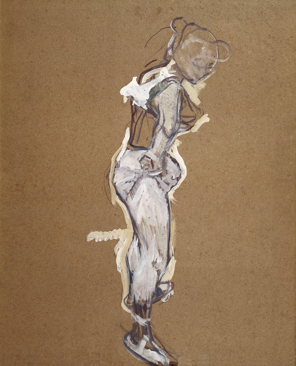 Trapezist tilpasser sine strømpebukser af Henri de Toulouse Lautrec