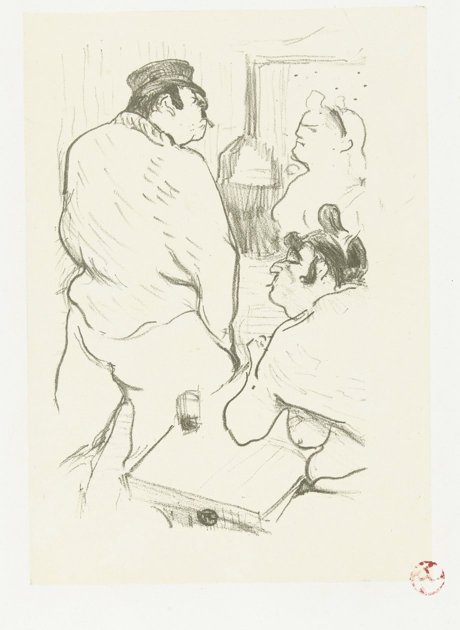 To kvinder og mand på bordel La Terror de Grenelle af Henri de Toulouse Lautrec