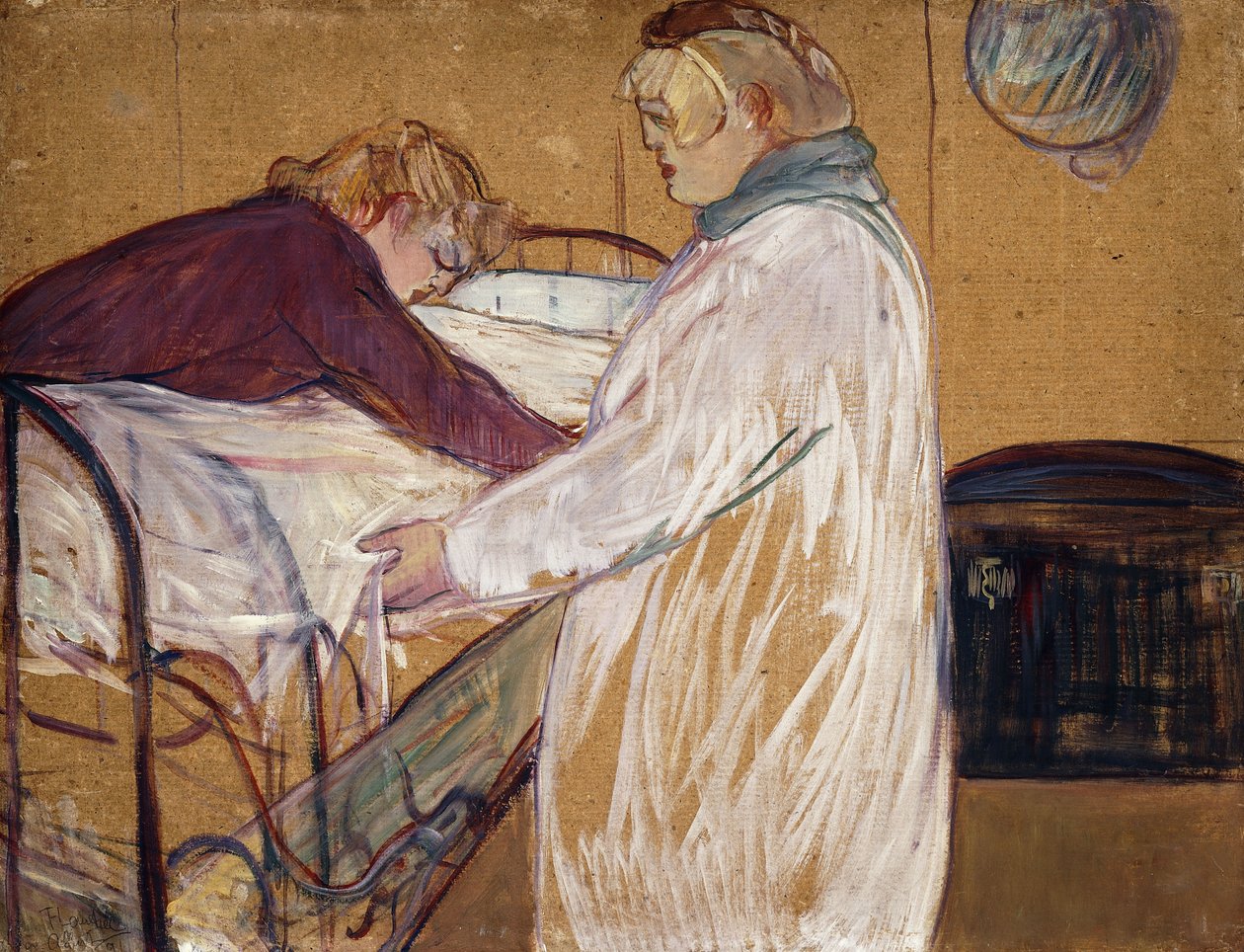 To kvinde, der laver deres seng; To kvinder, der reder deres seng, 1891 af Henri de Toulouse Lautrec