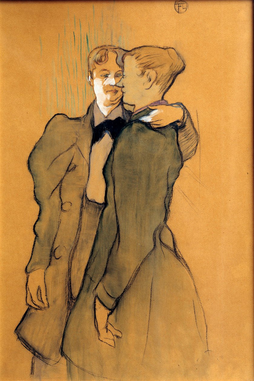 To kvinder, der vakler. Tegning af Henri De Toulouse Lautrec (Toulouse-Lautrec af Henri de Toulouse Lautrec