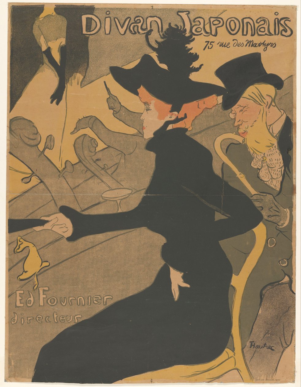 Kvinde og mand blandt publikum ved en sangforestilling Divan Japonais (titel på objekt) af Henri de Toulouse Lautrec