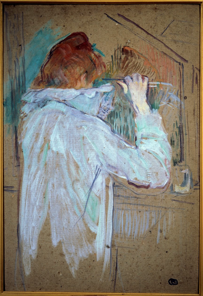 Kvinde Curling Maleri på pap af Henri de Toulouse Lautrec (1864-1901) 1891 Søn. 0,54x0,36 m Toulouse, musee des Beaux Arts af Henri de Toulouse Lautrec