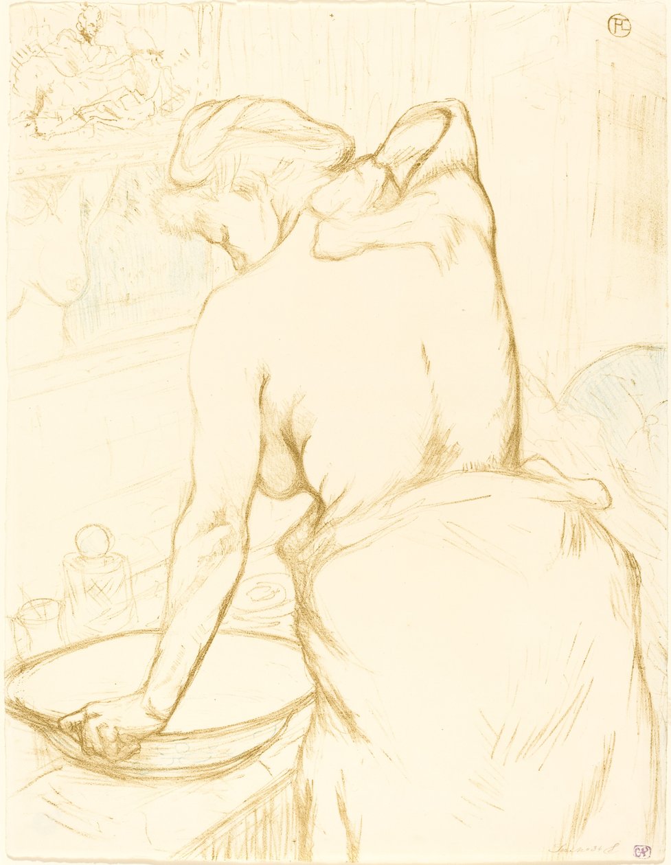 Kvinde vasker sig selv (Femme qui se lave) af Henri de Toulouse Lautrec