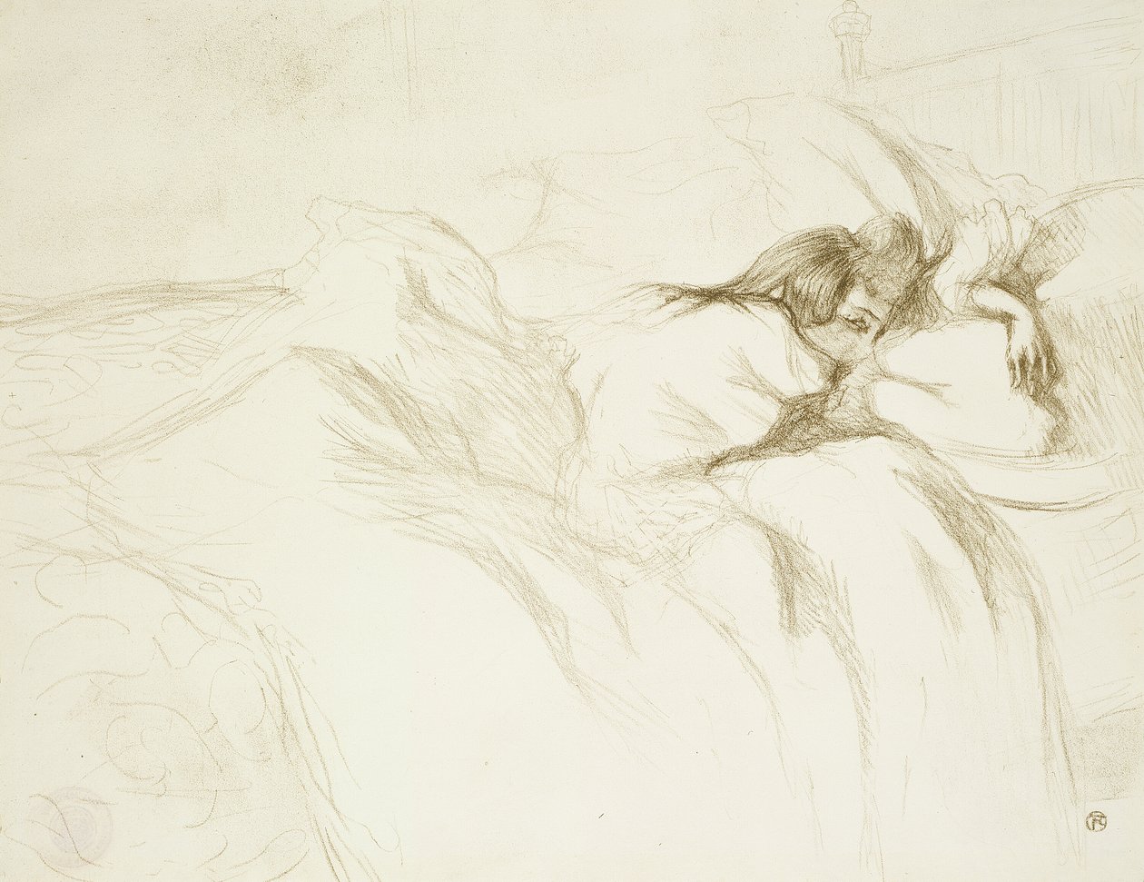 Kvinde i sengen - Vågnende, tallerken tre fra Elles af Henri de Toulouse Lautrec
