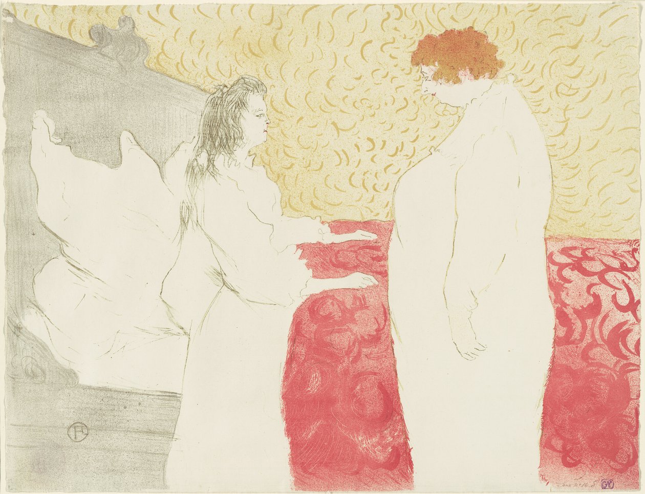 Kvinde i sengen, profil, rejse sig, tallerken otte fra Elles af Henri de Toulouse Lautrec