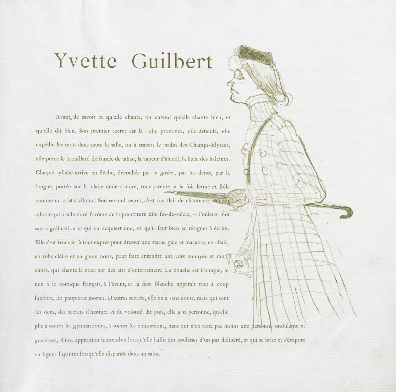 Yvette Guilbert-fransk serie: nr. 1, 1894. af Henri de Toulouse Lautrec