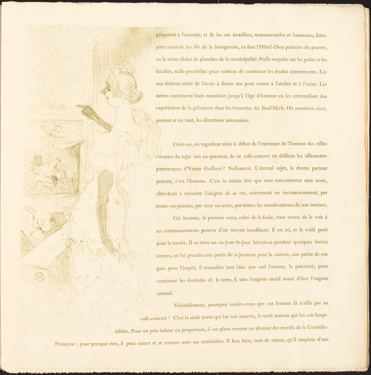 Yvette Guilbert af Henri de Toulouse Lautrec