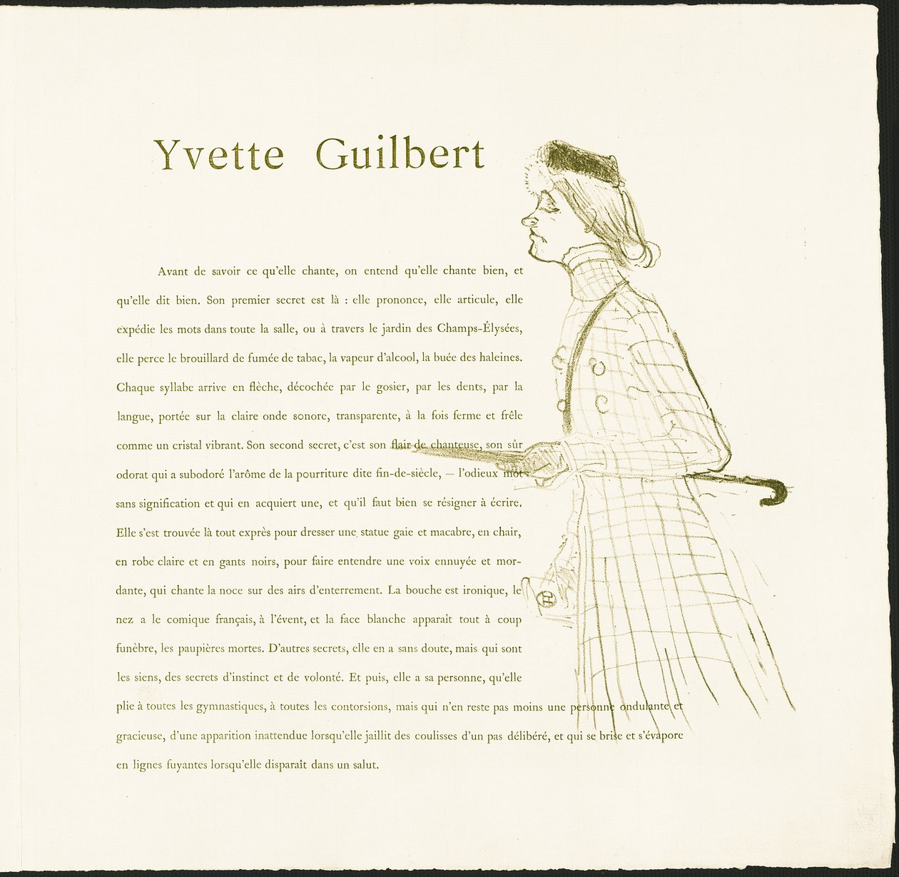 Yvette Guilbert af Henri de Toulouse Lautrec