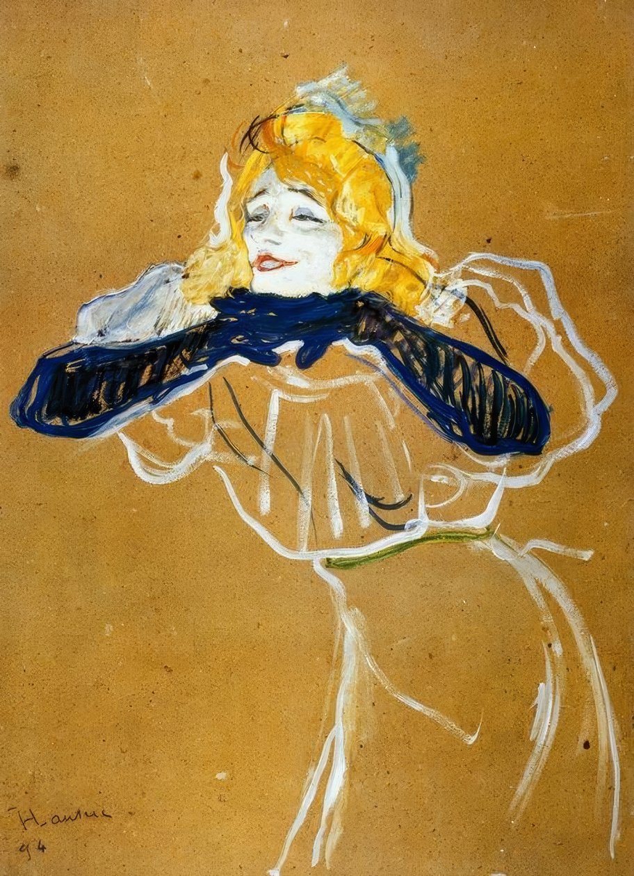 Yvette Guilbert synger Linger Longer Loo af Henri de Toulouse Lautrec