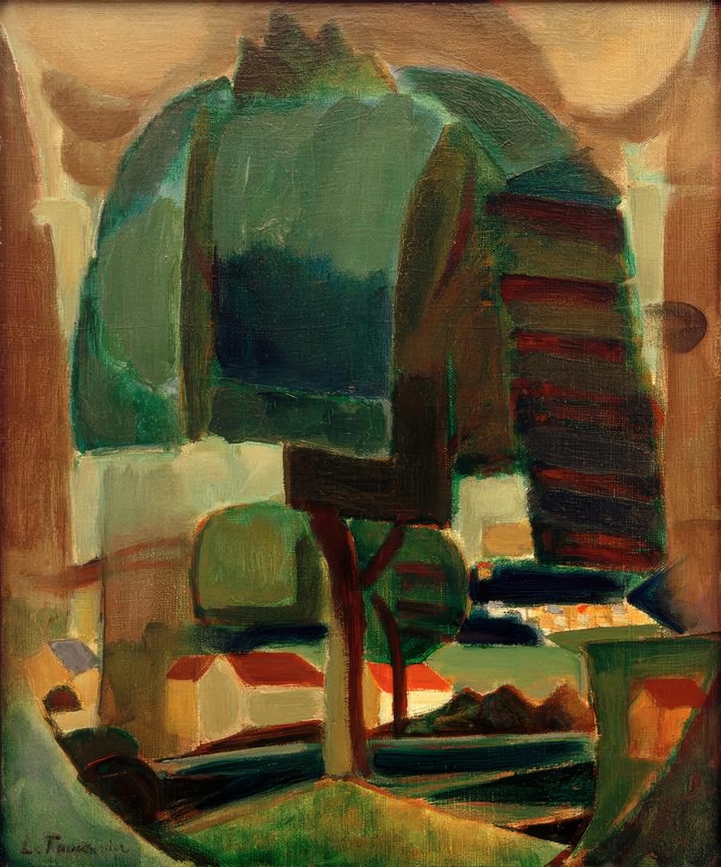 Paysage (landskab) af Henri Victor Gabriel Le Fauconnier