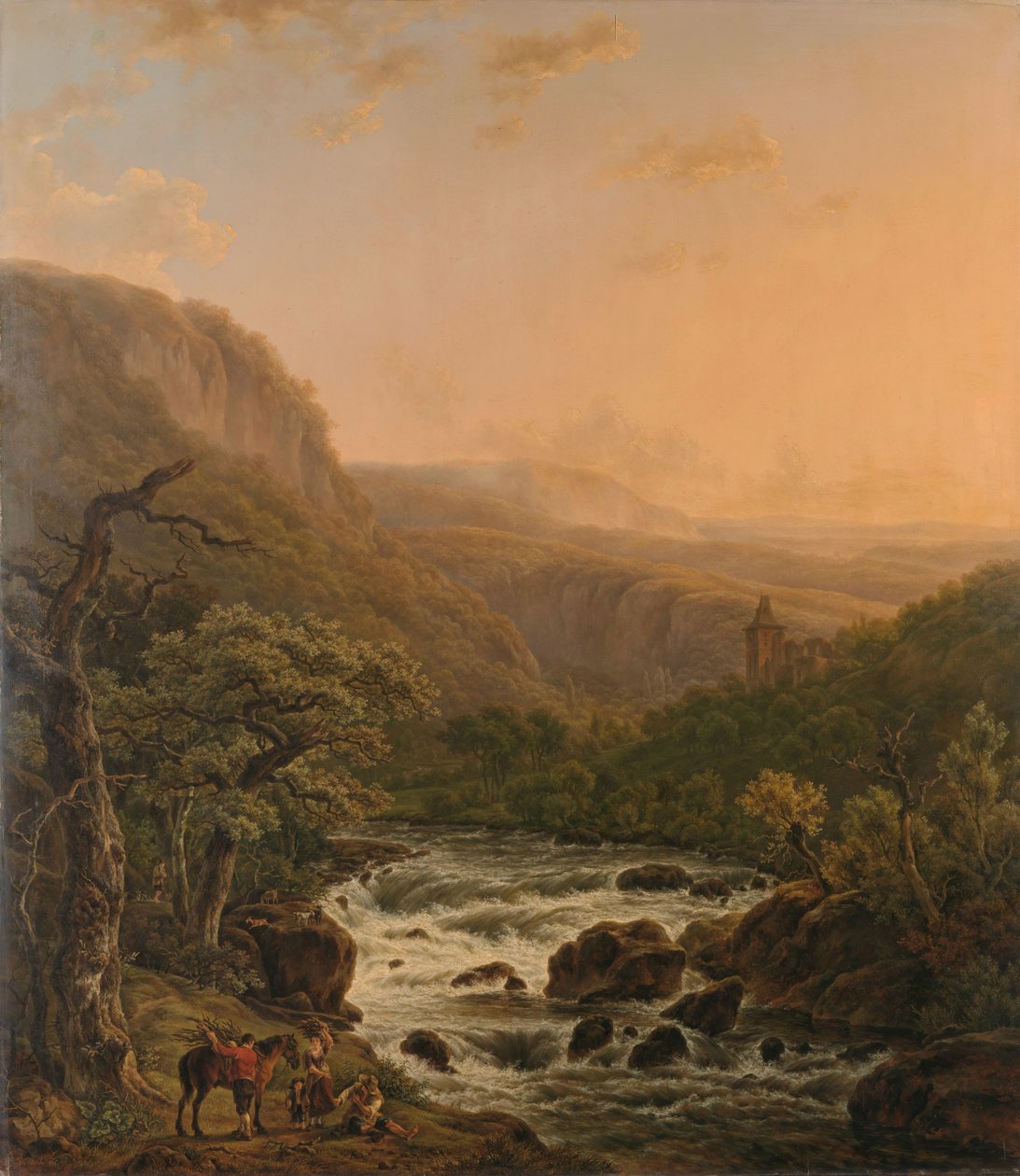 Flod i Ardennerne ved solnedgang af Henri van Assche