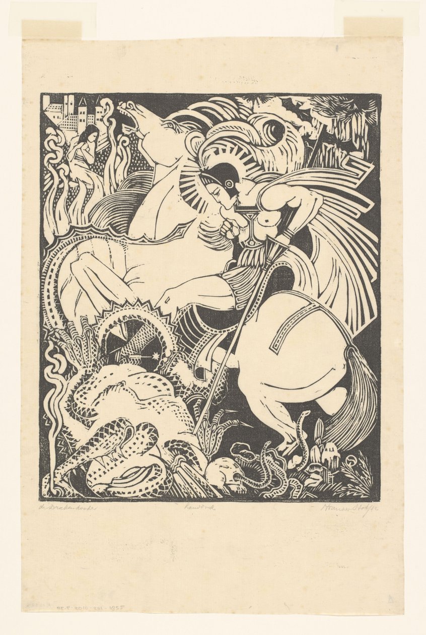 De Drakendooder (original titel på objekt) af Henri van der Stok (signed by artist)