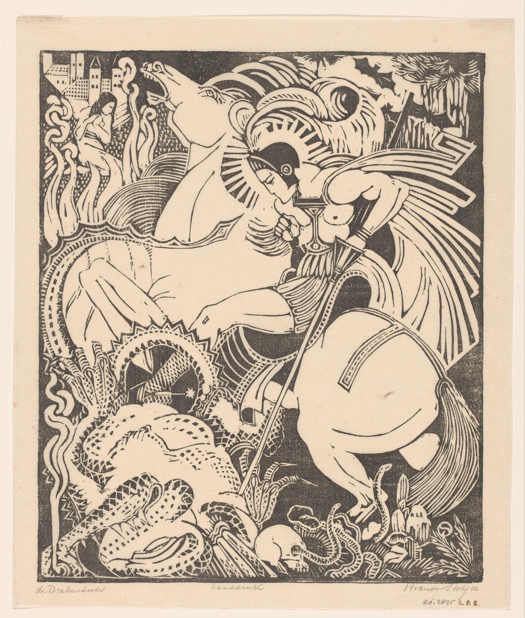 De drakendooder (original titel på objekt) af Henri van der Stok (signed by artist)
