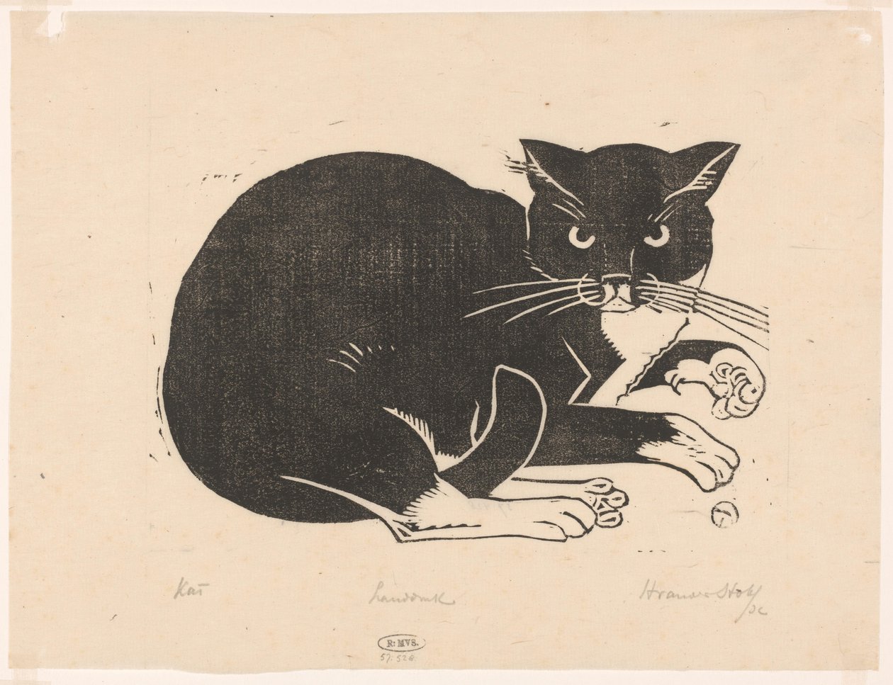 Kat (original titel på objekt) af Henri van der Stok (signed by artist)