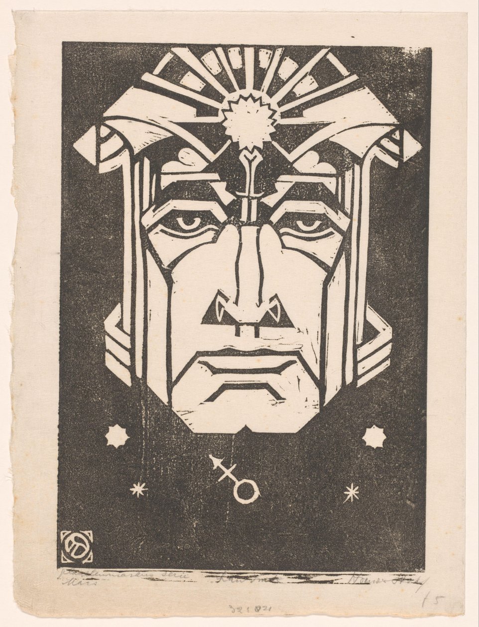Mars (original titel på objekt) Planetenmaskers (original serietitel på objekt) af Henri van der Stok (signed by artist)