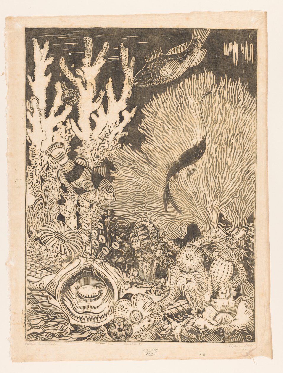 På koralbunden (original titel på objektet) af Henri van der Stok (signed by artist)