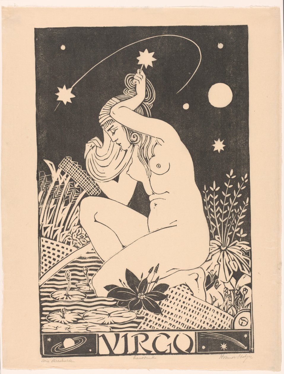 Stjernetegn Jomfruen Jomfruen (titel på objektet) af Henri van der Stok (signed by artist)