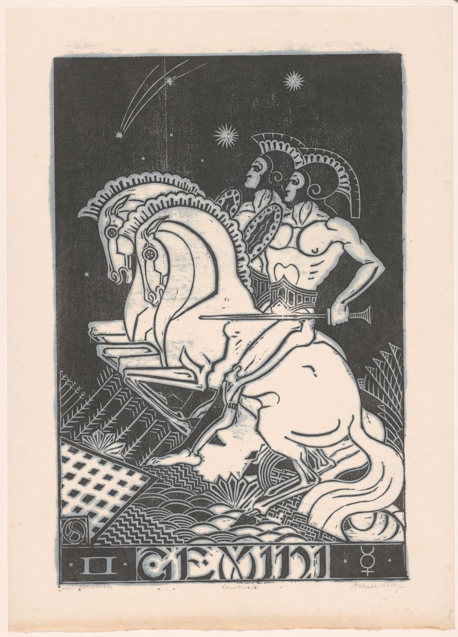 Stjernetegn Tvillingerne Gemini (titel på objekt) af Henri van der Stok (signed by artist)