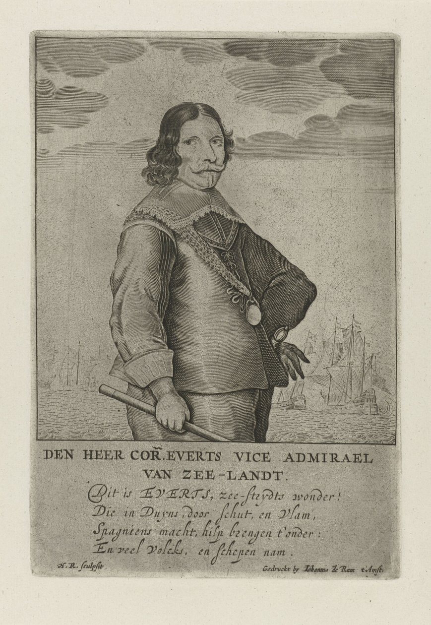 Portræt af Cornelis Evertsen af Henrick Rochuszn van Dagen