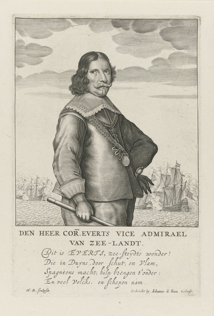 Portræt af Cornelis Evertsen af Henrick Rochuszn van Dagen