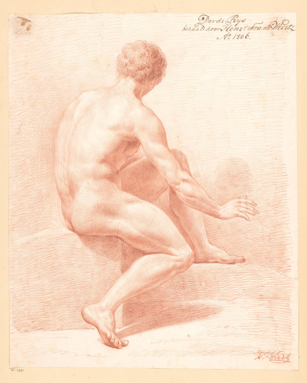 Siddende nøgen mand, set bagfra (3. præmie 1806) af Henricus Franciscus Wiertz