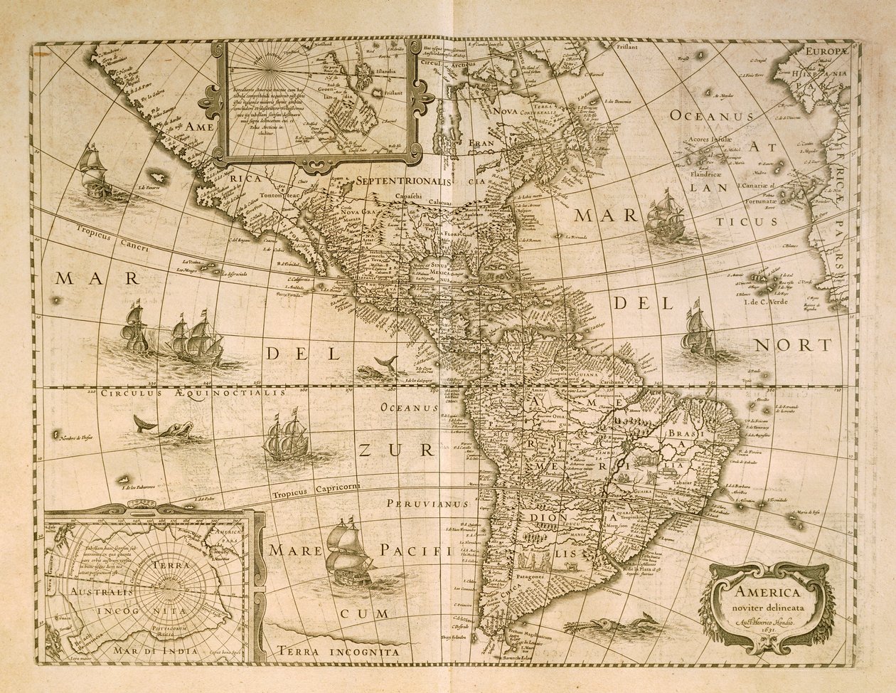 Kort over Amerika af Henricus Hondius af Henricus Hondius