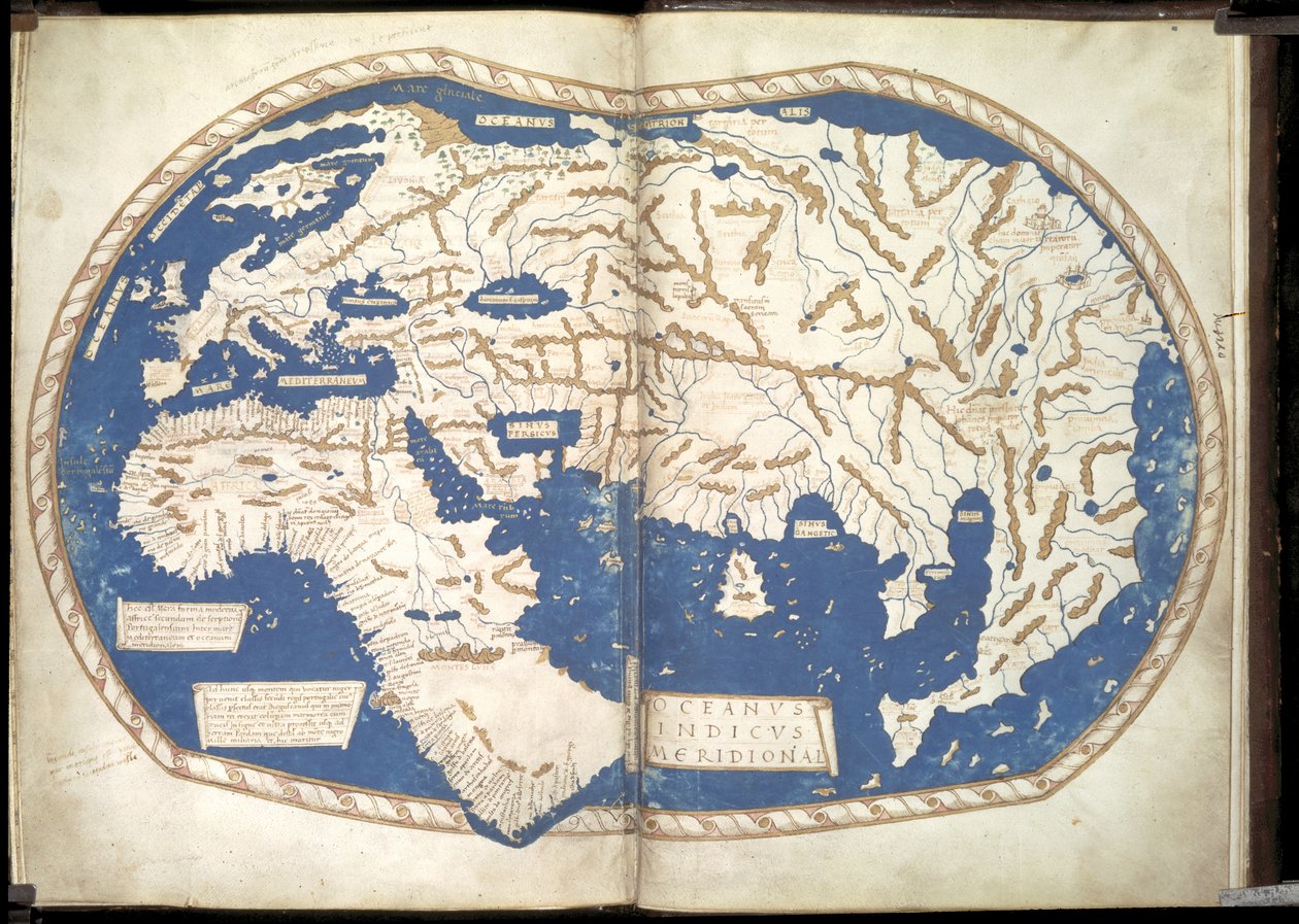 Kort over verden, ca. 1490 af Henricus Martellus Germanus