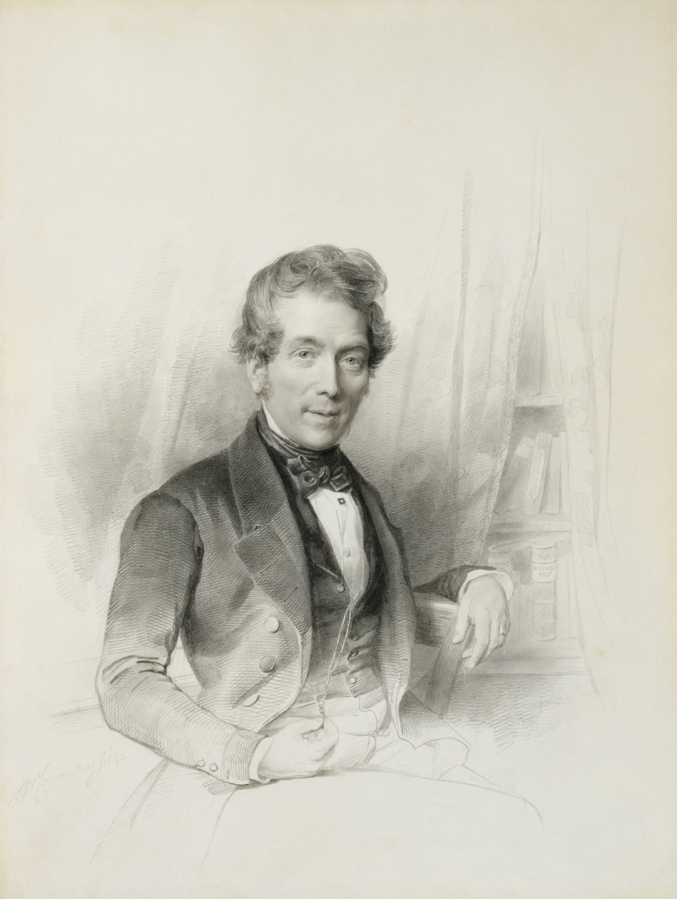Portræt af Louis Johannes Herckenrath, konsul i Texas, 1843 (kridt, estompe, blyant og akvarel) af Henricus Wilhelmus Couwenberg
