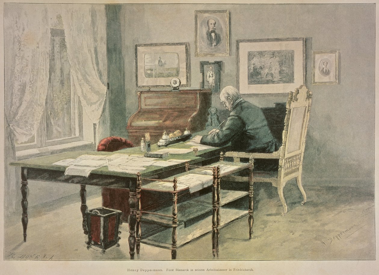 Prins Bismarck i sit arbejdsværelse i Friedrichsruh, ca. 1890 af Henriette Deppermann