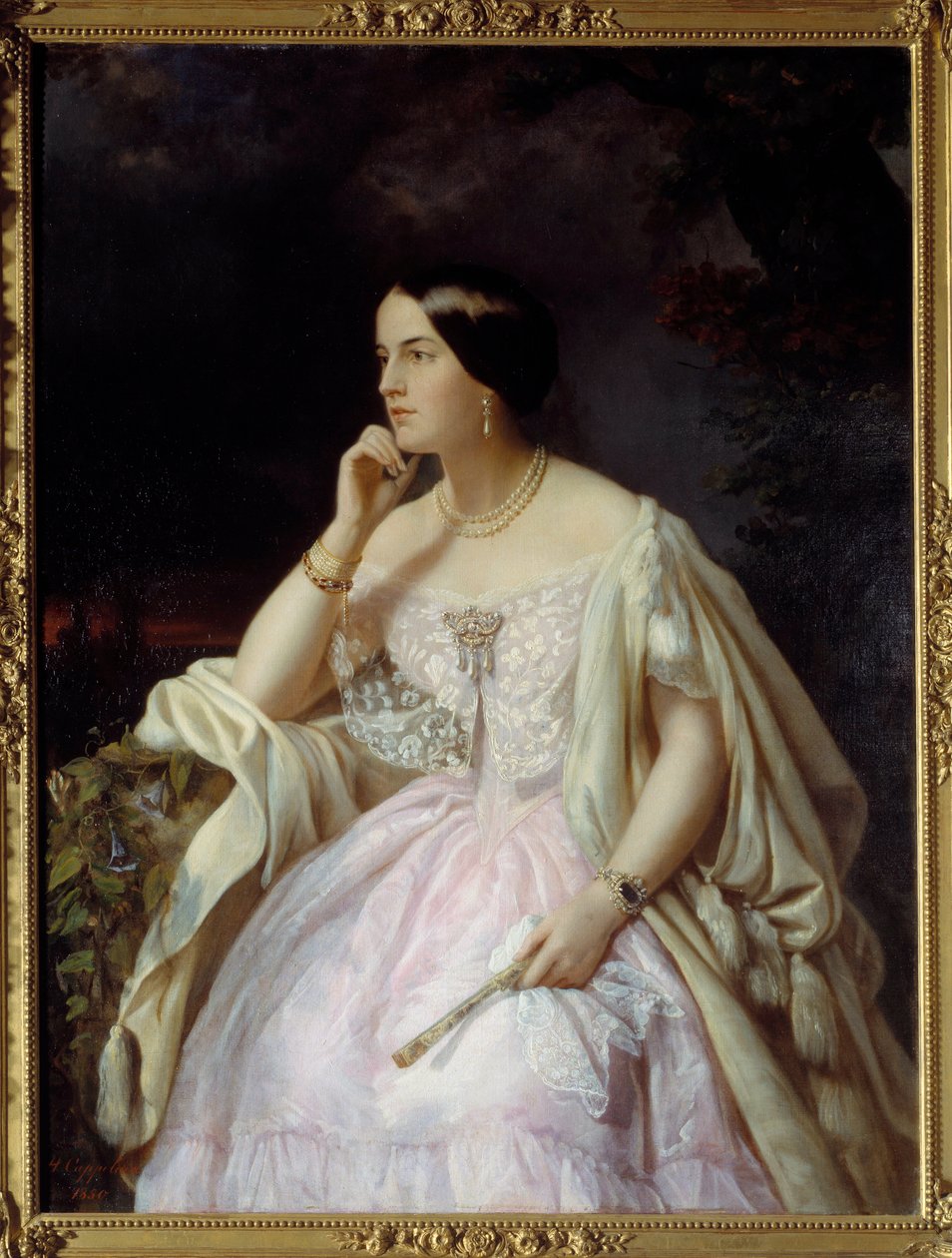 Portræt af Miss Harriet Howard. Portræt af Elizabeth Ann Haryett (1823-1865) Maitress of Napoleon III. Maleri af Henriette Nee Cappelaere Jacott (1800-tallet) af Henriette Jacott Cappellaere