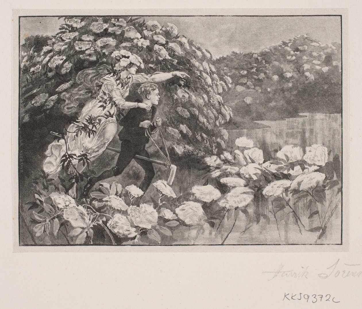 Illustration til H. C. Andersen: "Hyldemor" af Henrik Arnold Hamilkar Sørensen