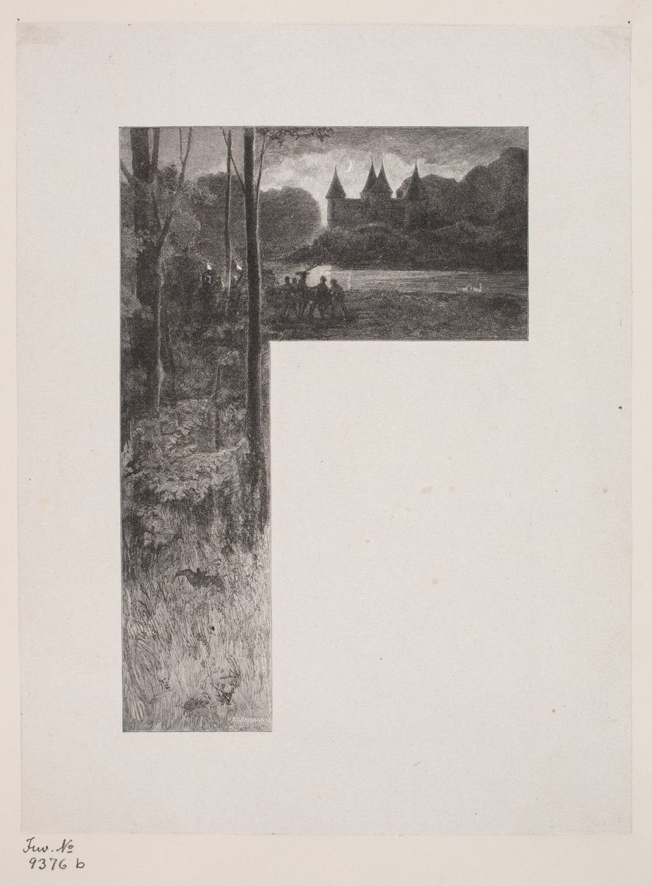 Danish: Illustration til Christian Winther, "Hjortens Flugt" af Henrik Bornemann
