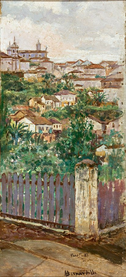 Landskab af Ouro Preto Portugues: Landskab af Ouro Preto af Henrique Bernardelli