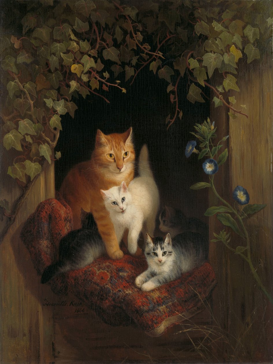Kat med killinger af Henriëtte Ronner