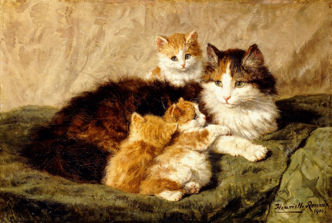 Tilfredshed, 1900 af Henriëtte Ronner Knip