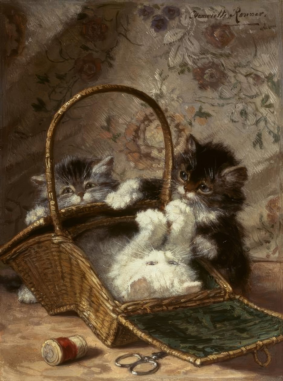 Unge katte med en sykurv af Henriëtte Ronner Knip