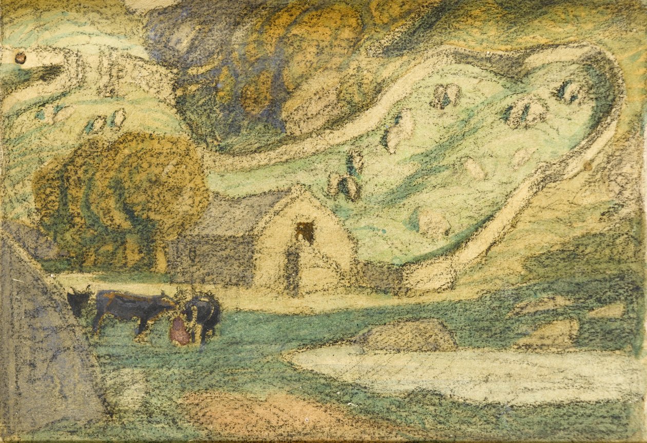 Cotswold Farm (pastel på papir) af Henry A. Payne