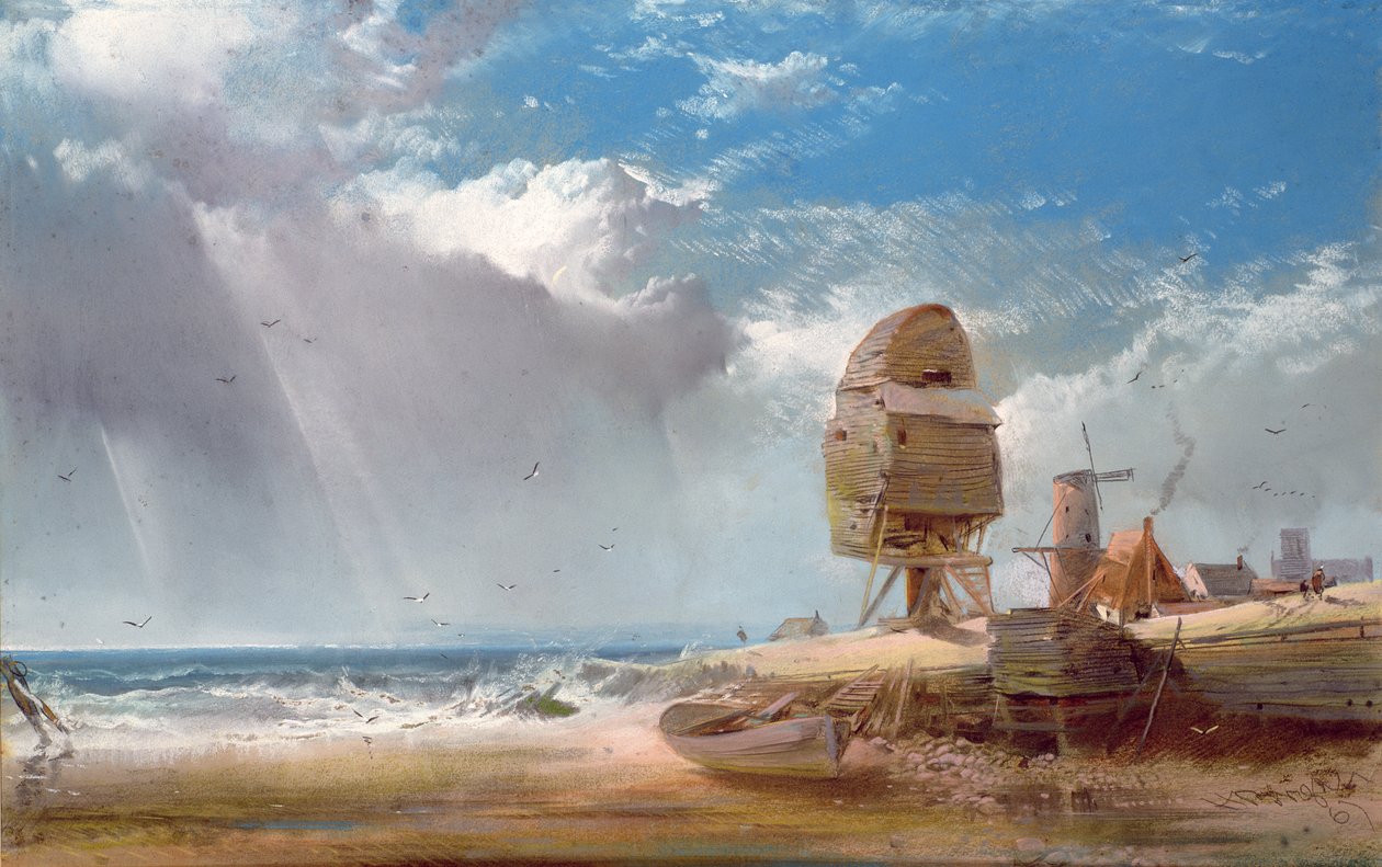 En ødelagt mølle nær Yarmouth af Henry Bright