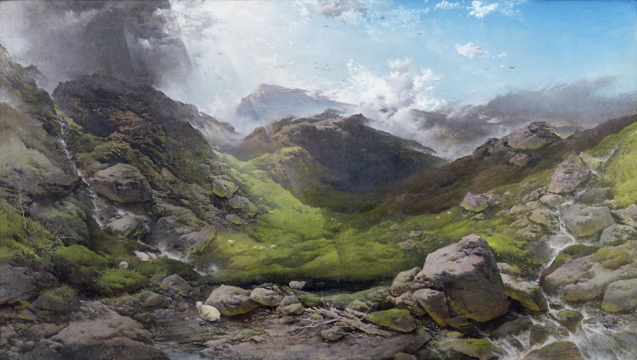 Skyer passerer over Ben More, 1870 (pastel) af Henry Bright