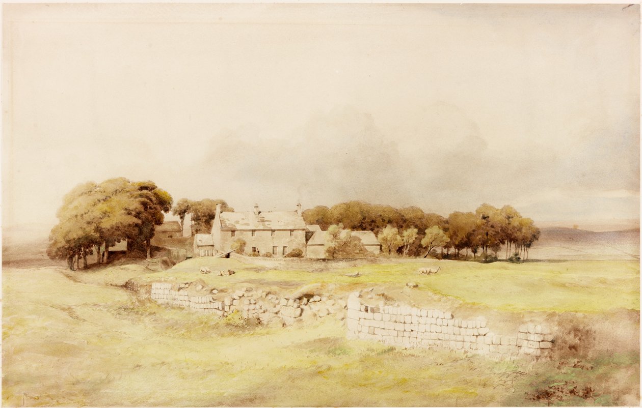 Birdoswald Farmhouse (blyant og akvarel på papir (klistret på kort)) af Henry Burdon Richardson